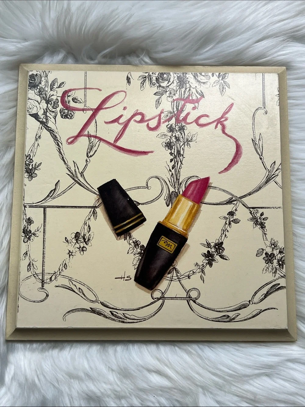 Bed Bath & Beyond Pink Lipstick & Powder Wall Art Duo